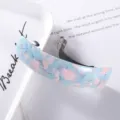 Korean acrylic curved spring hair clip, chic pink blue color block hair styling barrette. - Style 2 Spring Clip