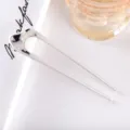 Minimalist metal U-shaped hair fork detail, elegant hair styling accessory for women. - 10.9cm / Black and White Checkered