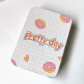 Cute printed iron storage tin box with donut pattern for organizing cute hair accessories. - 1# Tin Box-Flat Bobby Pins / 50 Pieces