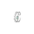 Anillo vintage de plata con circonita verde, elegante diseño abierto de múltiples bandas para mujer. - Plata G