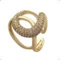 Double layer heart zirconia open ring, Japanese niche design high-end adjustable finger ring - Gold Irregular Zirconia Ring