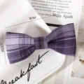 Korean style purple plaid bow hair clip sweet cute fabric hair accessory for women daily wear - Purple