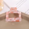 Acetat Acryl quadratische Haarklammer fuer Damen, rosa gesprenkelter Pferdeschwanz Halter 83 - Nr. 2 orange-rosa quadratische Haarklammer