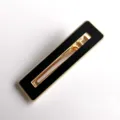 Elegant black and gold rectangular hair clip, stylish geometric metal acrylic barrette for women. - S316 / Right Angle Rectangle Black
