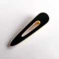 Elegant black and white acrylic hair clip minimalist teardrop gold trim metal snap hairpin accessories - S316 / Water Drop Black