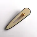 Minimalist teardrop hair clip with elegant black border and gold snap clasp for daily styling. - S316 / Water Drop White