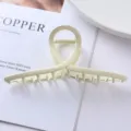 Metal hair claw clip detail shot, elegant cream geometric design for daily hairstyles. - Geometric Cross Long Style (78#)