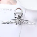 Silver metal hair claw clip with star design, perfect for secure and stylish ponytails. - 5# Silver Star Shape Style / Individual Packaging / 11.5cm