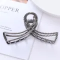 Geometric metal hair claw clip, dark grey hollow hair accessory for stylish women updos. - Geometric Hollow 3D Style (48#)