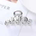Detailed close-up of the silver metal hair claw featuring an intricate woven texture design. - 11# Silver Woven Texture Style / Individual Packaging / 7.4cm