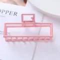 Pink metal rectangular hair claw clip, geometric minimalist design for daily hair styling. - Rectangular Hollow Style (84#)