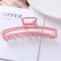 Minimalist pink metal hair claw clip, elegant matte finish big hair accessory for daily styling. - Long Curved Large Style (85#)