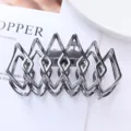 Geometric metal hair claw clip detail shot, gunmetal lattice design for elegant daily hairstyles. - Hollow Diamond Lattice Style (52#)