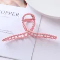 Pink metal hair claw detail, matte finish hair clip for women, stylish ponytail styling accessory. - Matte Claw Style (89#)