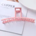 Pink metal hair claw clip minimalist curved hair accessory for women styling daily wear. - Large Curved Fine Teeth Style (90#)