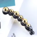 Korean style black and gold pearl banana hair clip with rhinestones for elegant ponytails. - 1# Pearl Rhinestone Banana Clip