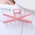 Pink metal hair claw clip geometric cross design minimalist style daily hair styling detail - Geometric Cross Style (91#)