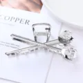 Silver metal cat paw hair claw clip for women, stylish cross hair accessory for thick hair. - 16# Silver Cat Claw Cross Style / Individual Packaging / 10.6cm