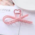 Pink metal hair claw clip cute heart cross design hair styling accessory for women daily wear - Heart Cross Style (92#)