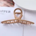 Geometric metal hair claw clip detail shot, elegant nude hair accessory for daily styling. - Geometric Hollow Claw Clip (58#) / 11.5cm / Khaki