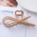 Minimalist geometric metal hair claw clip in elegant nude color for secure and stylish updos. - Geometric Heart Cross Claw Clip (62#)