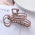 Matte metal hair claw clip with cute bunny shape design in neutral brown color for daily. - Rabbit Head Geometric Hollow Style (103#)