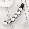 Black rhinestone banana hair clip elegant crystal ponytail holder fashion hair accessory for women - 5# White