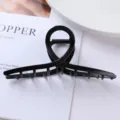 Close-up detail of the black geometric metal hair claw clip, stylish minimalist design for daily updos. - Black Geometric Cross Claw Clip (68#) / 11.5cm / Black