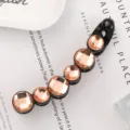 Black banana hair clip with peach round rhinestones, minimalist ponytail styling accessory - 6# Champagne