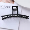 Geometric black metal hair claw clip for women, elegant minimalist design for secure daily hold. - Curved Long Metal Claw Clip (70#)