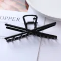 Black geometric metal hair claw clip minimalist chic hair accessory for women daily styling - Geometric Cross Metal Claw Clip (71#)
