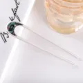 Minimalist U-shaped metal hair fork with abalone shell inlay, perfect for elegant buns and updos. - 10.4cm / Iridescent