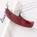 Korean style red marble acrylic spring hair clip, elegant curved barrette for women. - Red and Black Marble Style (18# Spring Clip)