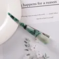 Close-up of green marble acetate duckbill hair clip, elegant design for daily styling. - Green Marble Pattern (30#) / 13.5cm