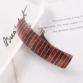 Acrylic curved spring hair clip wood grain retro barrette for women styling accessory - Red-Brown Wood Grain Plaid Style (27#弹簧夹)