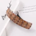 Korean acrylic curved hair spring clip with brown plaid pattern, elegant hair barrette. - Brown Plaid Style (28#弹簧夹)