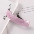 Pink marbled acrylic spring hair clip, stylish curved barrette for women daily styling. - Pink Cloud Marble Style (32#弹簧夹)