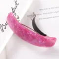 Korean style pink acrylic curved spring hair clip, elegant marble pattern barrette for women. - Pink Color-Block Texture Style (33#弹簧夹)