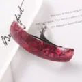 Korean style acrylic curved hair clip for women, elegant tortoiseshell hair barrette accessory - Red and Purple Plaid Tortoiseshell Spring Clip (37#)