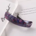 Korean style acrylic curved spring hair clip, chic colorful tortoiseshell barrette for women. - Colorblock Design Spring Clip (38#)