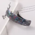 Acrylic curved hair spring clip with colorful mosaic pattern, elegant top clip for hair accessories. - Colorblock Shell Pattern Spring Clip (39#)