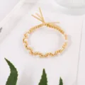 Korean style braided pearl hair rope elastic rubber band ponytail hair tie accessory. - Yellow