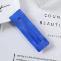 Detailed closeup view of the vibrant Klein blue geometric metal hair clip, stylish accessory. - 14# Rectangle Style (Klein Blue)