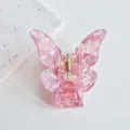 Pink butterfly acetate hair claw clip, elegant marble texture hair accessory for women. - 9# Cherry Pink Marble Butterfly Claw Clip