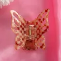 Red and white checkered butterfly hair claw clip, elegant acetate hair accessory for women styling. - 24# Red and White Plaid Cutout Butterfly Claw Clip