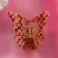Red checkered butterfly hair claw clip, cute acetate hair accessory for daily styling - 25# Red and White Plaid Butterfly Claw Clip