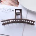 Minimalist matte brown metal hair claw clip, sturdy geometric design for elegant daily hairstyles. - Arched Geometric Comb Style (110#)