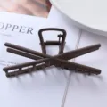 Dark brown matte metal hair claw clip geometric minimalist hair accessory for women styling - Geometric Cross Style (111#)