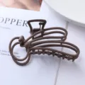 Brown matte metal hair claw clip, stylish minimalist bunny shape close up detail view. - Bowknot Line Style (113#)