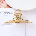 Gold metal hair claw clip with heart design elegant hair accessory for women styling daily wear. - 21# Gold Center Double Heart Style / Individual Packaging / 11.5cm